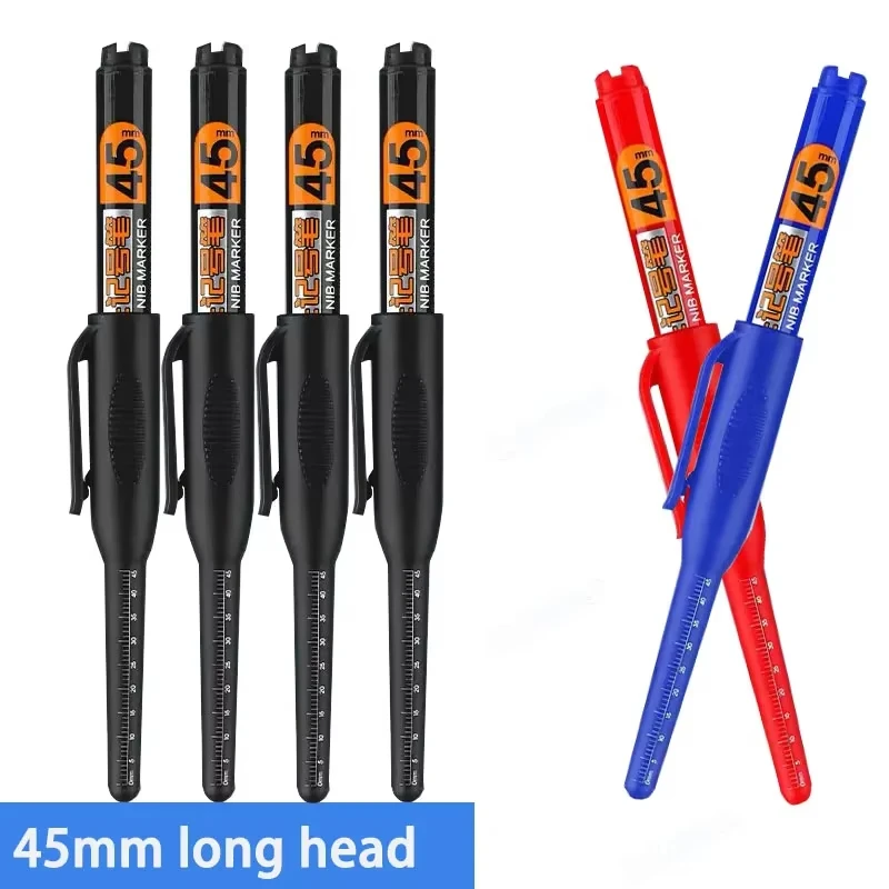 45mm Diep Gat Lange Penpunt Hoofd Markers Diep Boorgat Lange Penpunt Kraspen Multifunctionele Mechanische Timmerwerk Kleurrijke Marker Pen