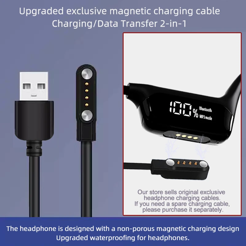 Auriculares de conducción ósea Bluetooth 5.4 auriculares inalámbricos IPX8 impermeable, natación deportes ciclismo auriculares, soporte de memoria 32G reproductor de MP3 exclusivo cable de carga magnética