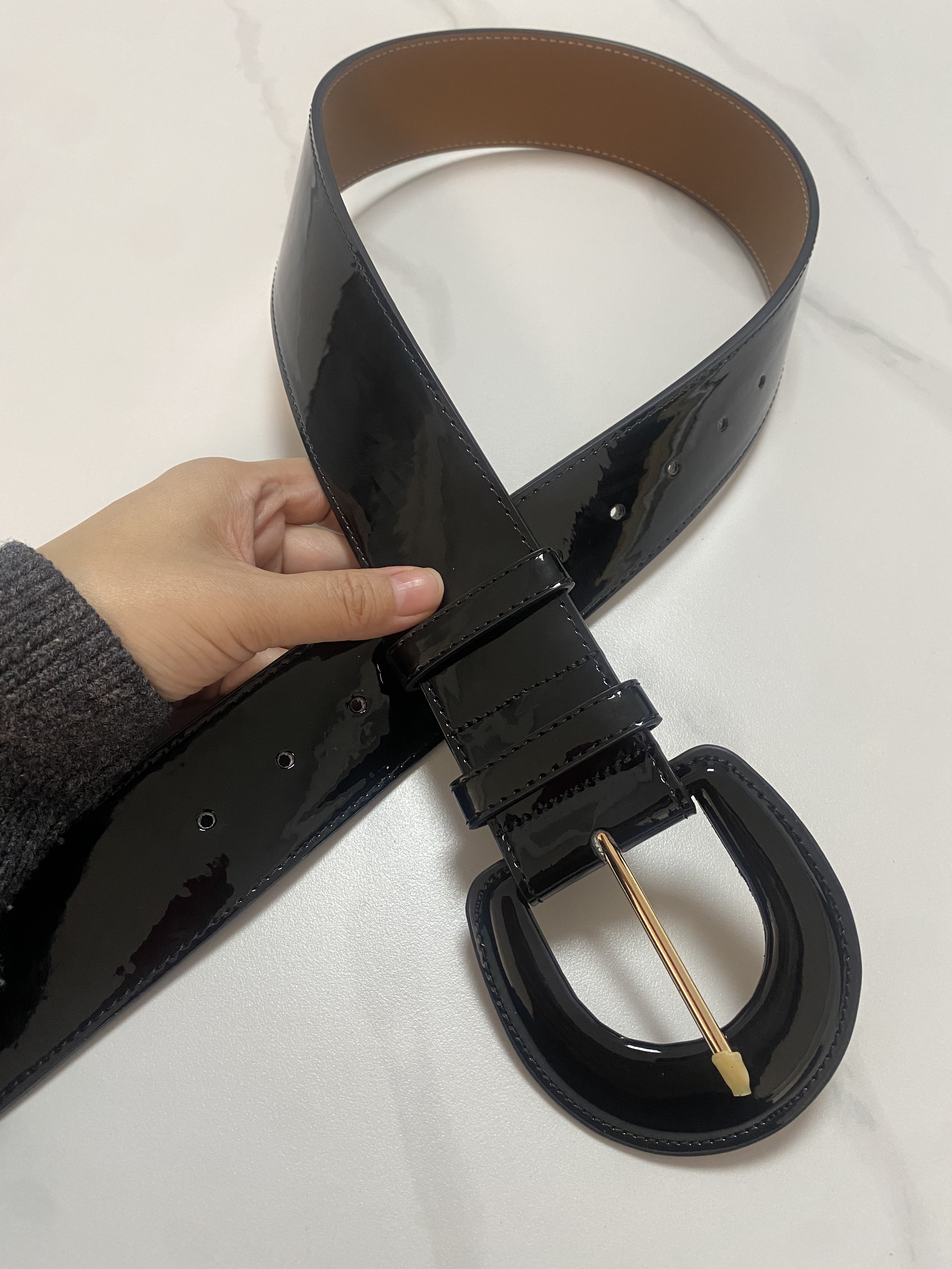 Espartilho de couro PU para mulheres, feminino, cós, decoração de vestido, cinto largo, patend de moda, J161