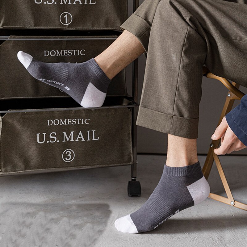 5 pares de calcetines deportivos finos de verano para hombre, calcetines náuticos con letras transpirables y cómodos, calcetines cortos absorbentes de sudor a la moda