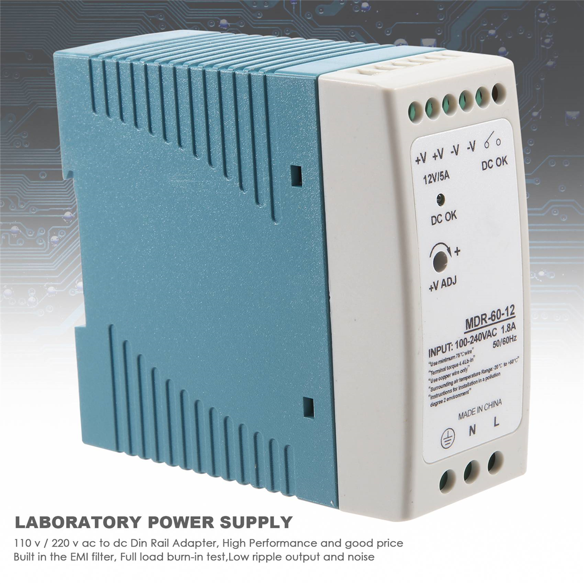 BABQ MDR-60 12V 60W DIN-Schienen-Netzteil AC-DC-Treiber Spannungsregler Netzteil 110V 220V