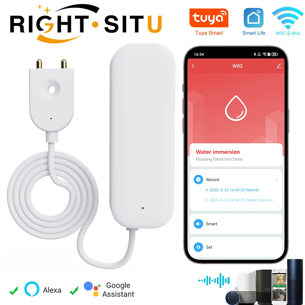 Tuya Smart WIFI Waterlekkage Sensor Alarm Waterniveau Detector Overstroming Lekkage Sensor APP Afstandsbediening Beveiliging Alarmsysteem