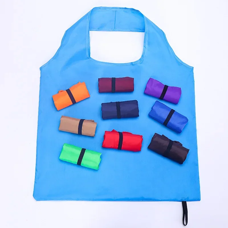 Bolsa de compras plegable reutilizable de Color sólido, bolso de compras ecológico, bolsos de hombro portátiles de gran capacidad, bolsas de comestibles