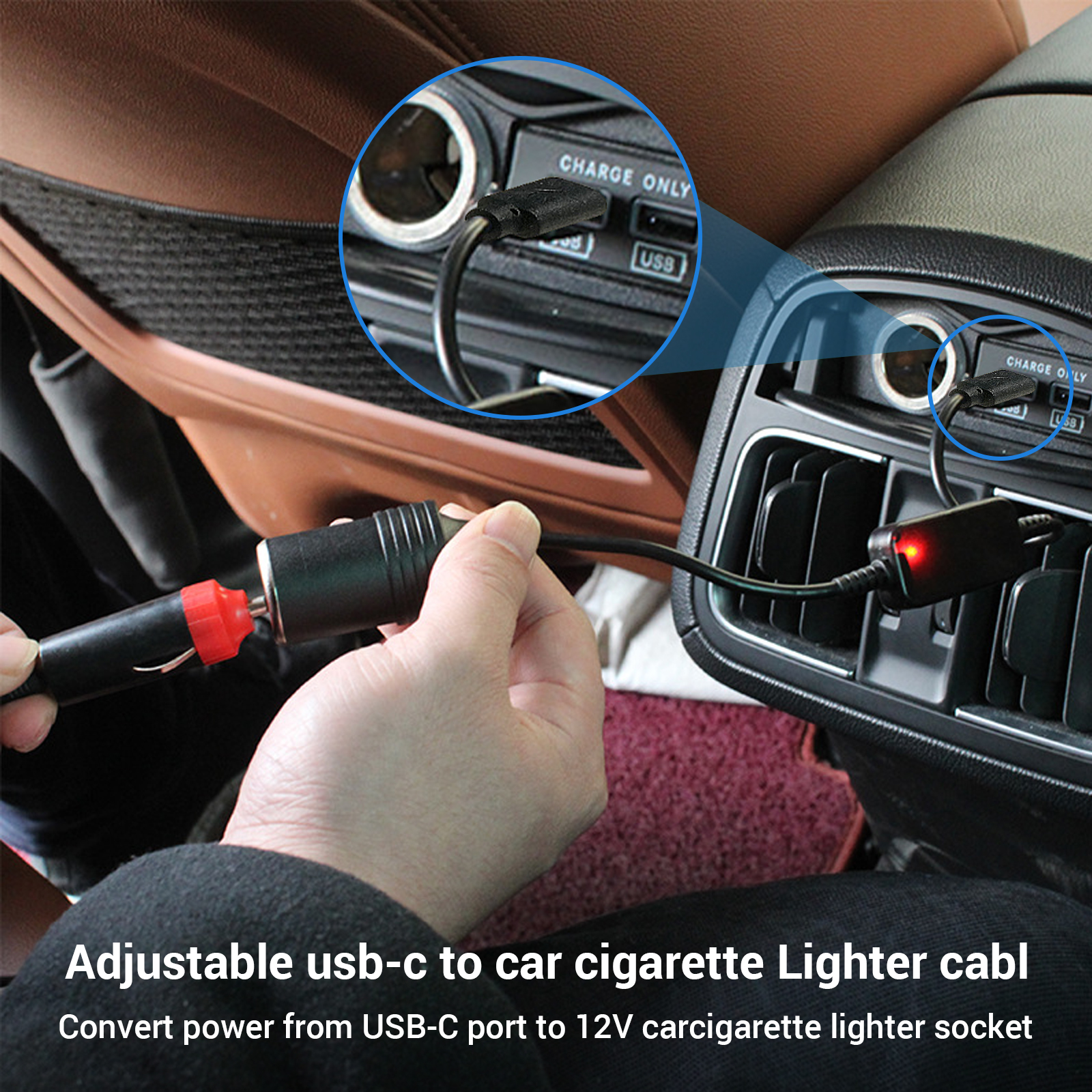 USB Type C to Car Cigarette Lighter Socket Female Converter Adapter Cord for Car Cigarette Lighters Car Vacuum Cleaner