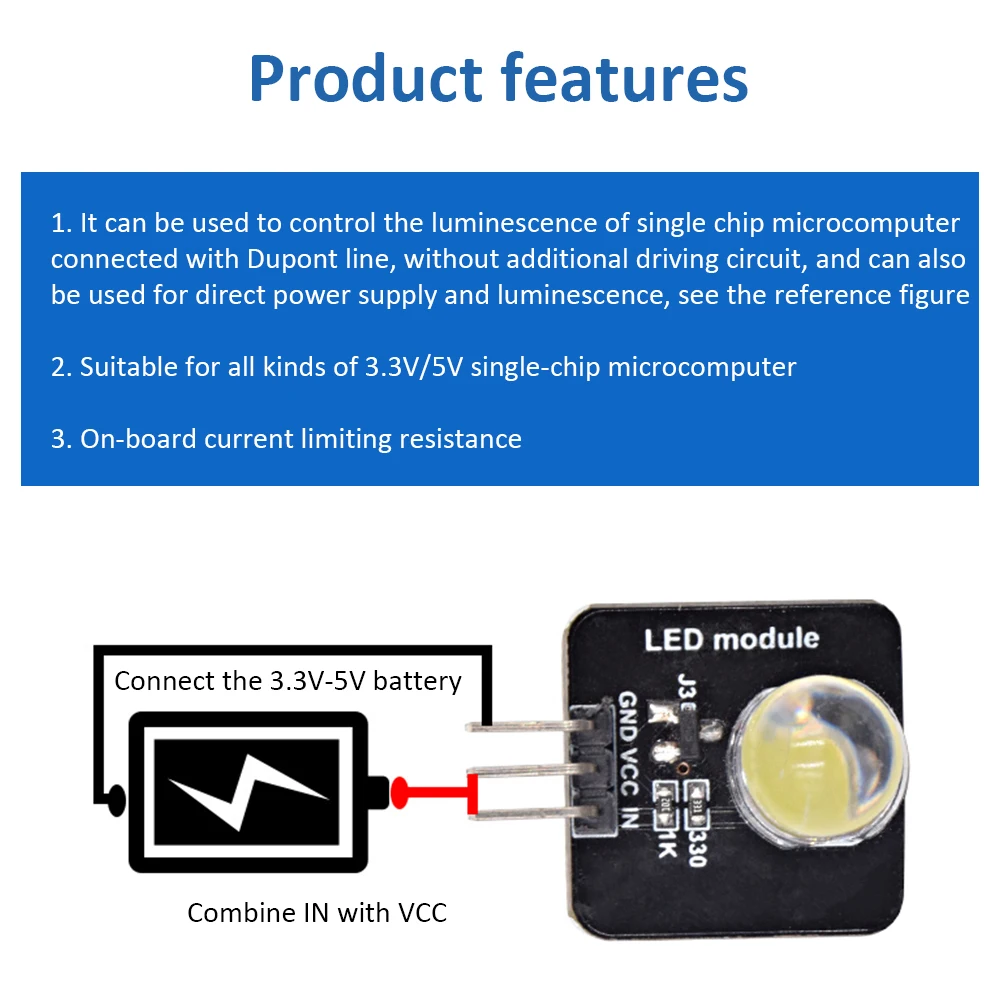 DC 3.3V-5V 10Mm Đèn Mô Đun Đèn Led Cảm Ứng Đèn LED Chỉ Báo Đèn Ống mô Đun Cho Arduino