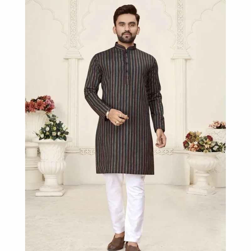 2025 verão masculino digital impresso kurta vardha regular ajuste gola mandarim longo estilo kurta para homem
