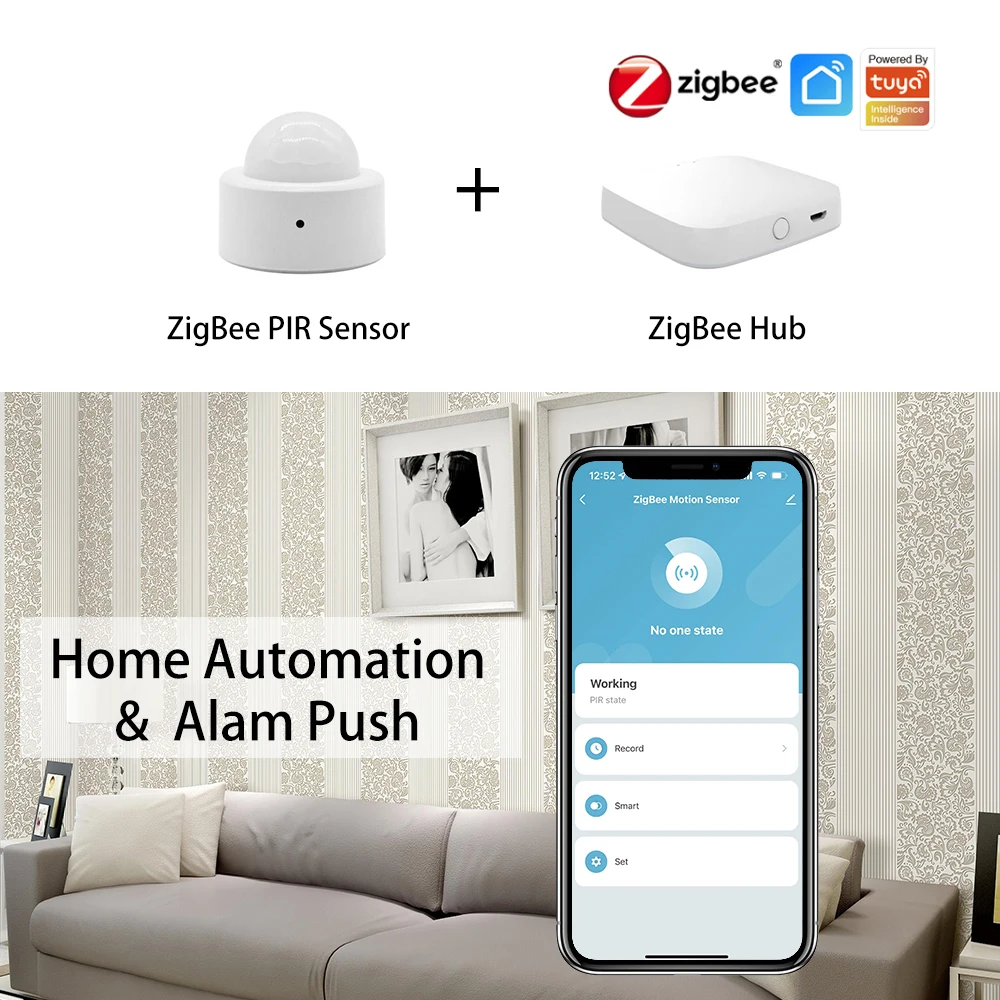 ZigBee Motion Sensor PIR IR Automation Human Body เครื่องตรวจจับอินฟราเรดความปลอดภัยไร้สาย Mini Tuya Smart Life Home Alexa Compatible