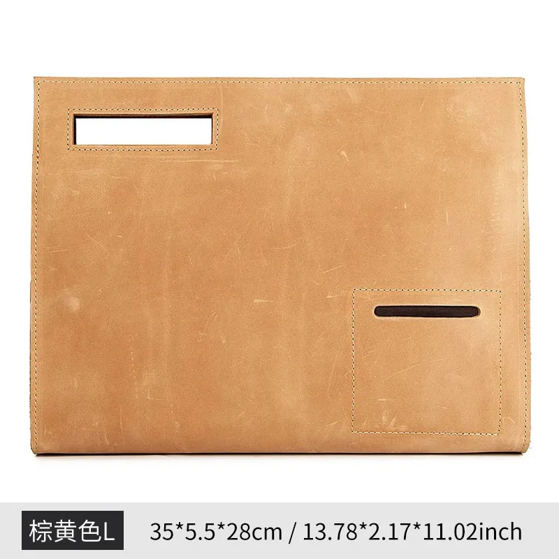 Valigetta in pelle Borsa per documenti Borsa per documenti in vera pelle In primo piano Borsa a mano per file A4 in pelle di cavallo pazzo Affari formali