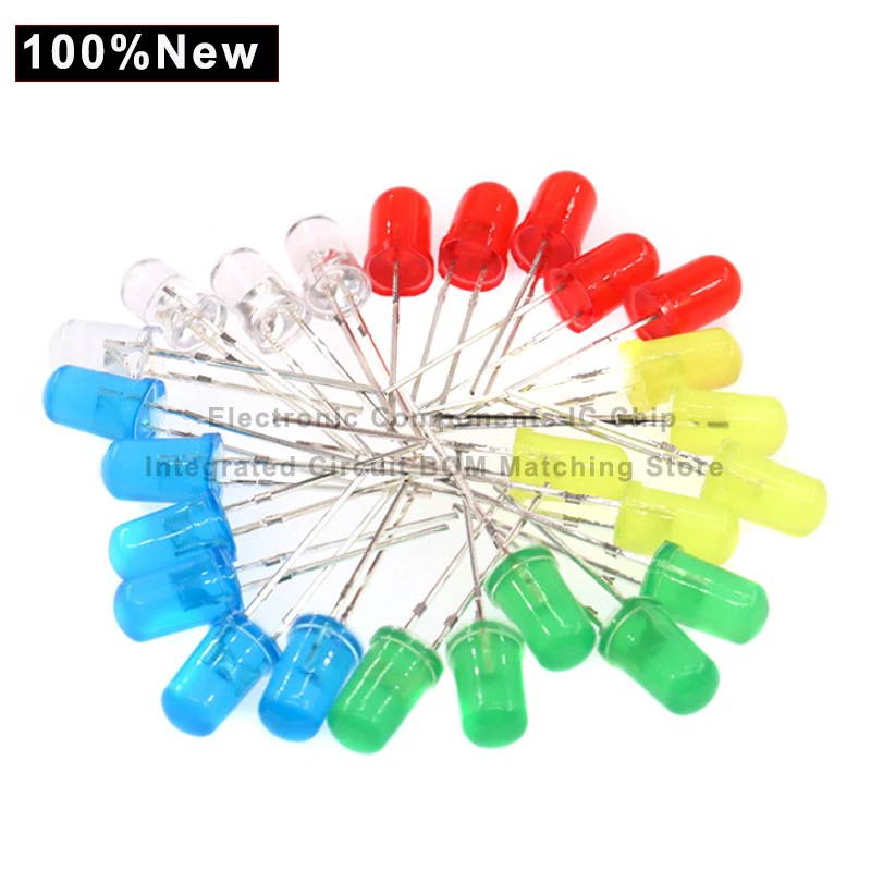 1000PCS 3 มม./5 มม.LED Ultra Bright สีขาวสีเขียวสีเหลืองสีฟ้าสีขาว F3 F5 สีแดง Light Emitting Diode