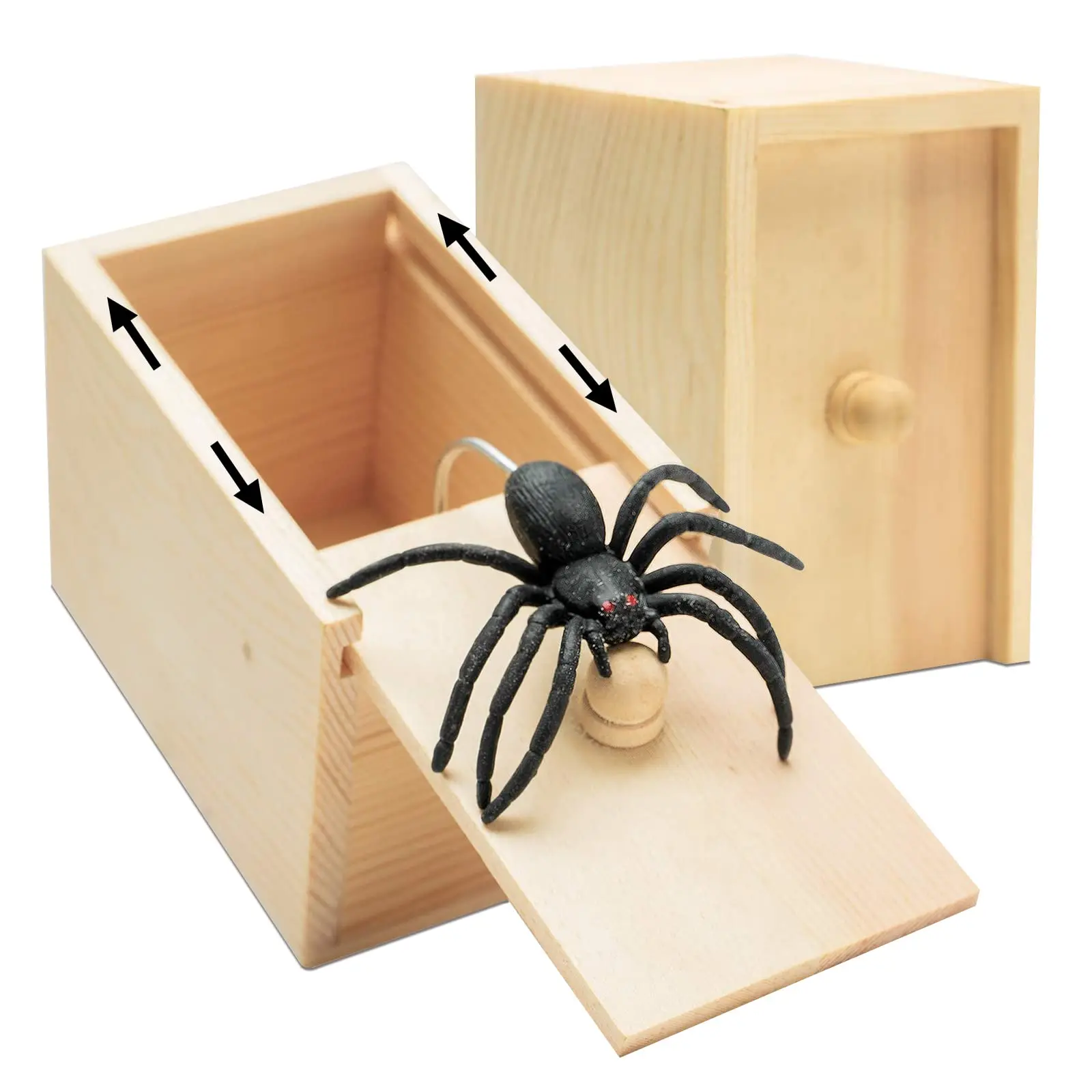 Trucco Ragno Divertente Scatola per spaventare Scatola nascosta in legno Scherzo di qualità Scatola per spavare in legno Gioco divertente Scherzo Trucco Amico Giocattoli da ufficio