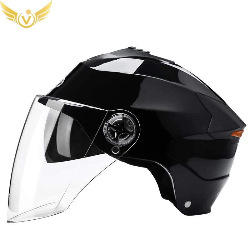 Capacetes de motocicleta com luzes led para homens e mulheres, capacete ciclomotor, scooter elétrico com viseira dupla, luz de bicicleta recarregável