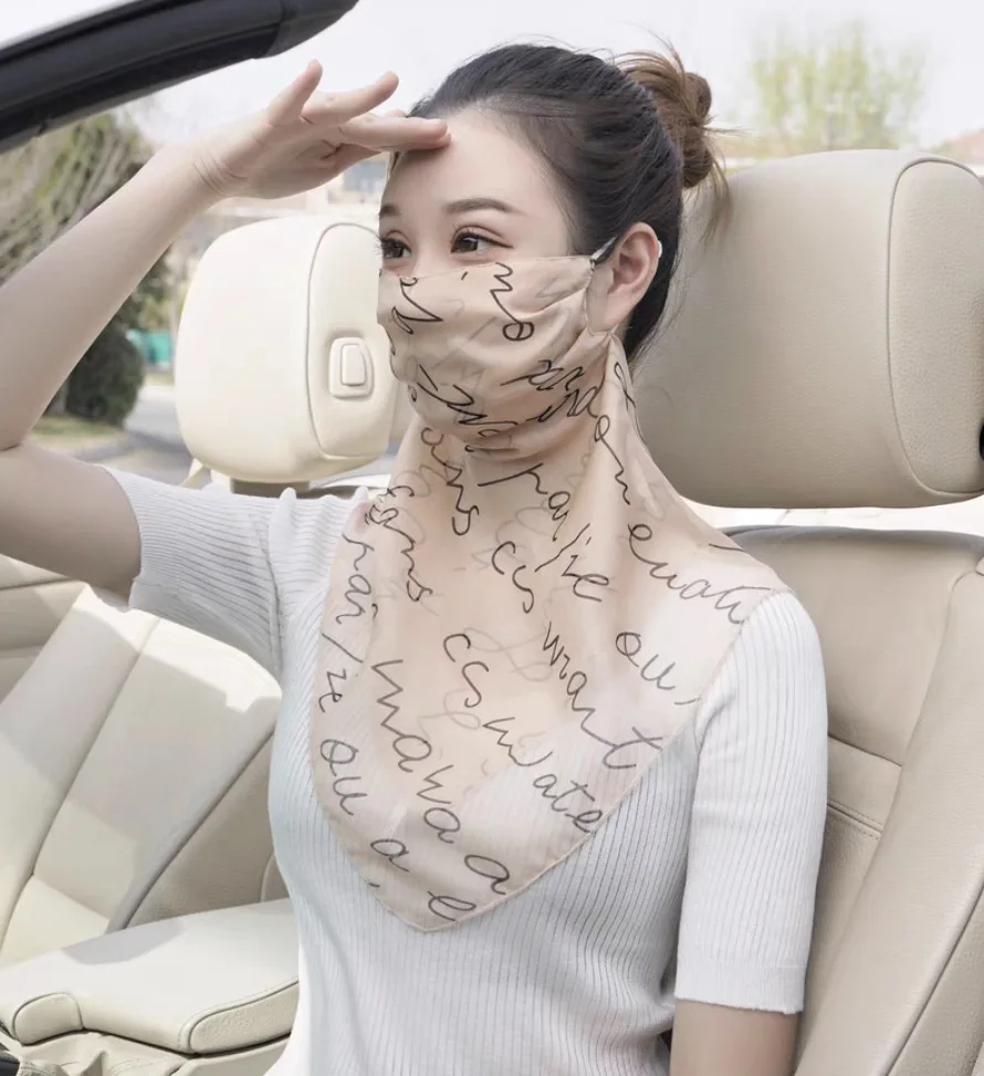 Lụa Phổ Biến Trang Chống Nắng 100% Dâu Tằm Lụa Cổ Áo Voan Thoáng Khí Mỏng Phần Chống Nắng Che Nắng Khẩu Trang Nữ Mùa Hè