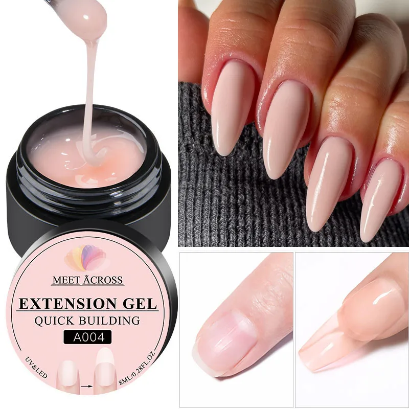 MEET ACROSS-Gel de uñas de extensión rápida, esmalte de uñas semipermanente UV, herramientas de manicura, color blanco leche y Nude, 8ML