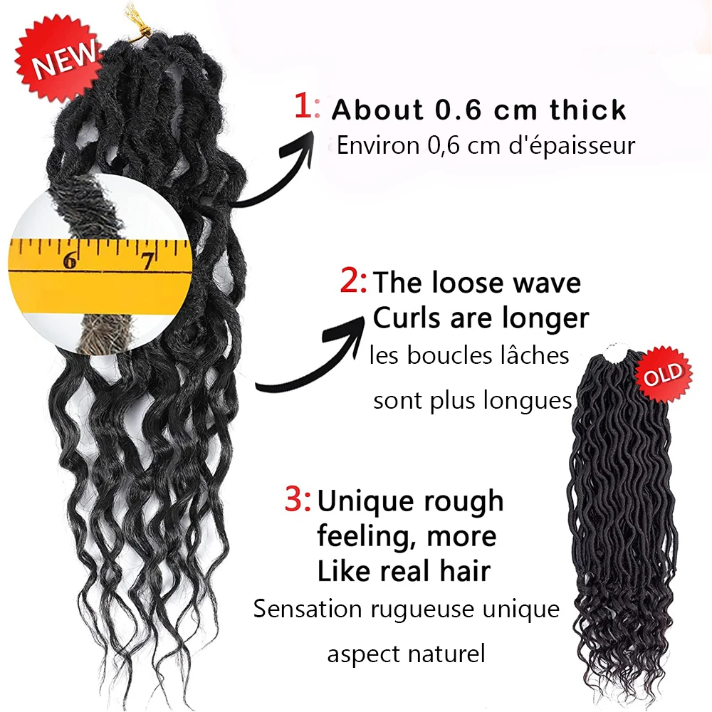 Mới Nữ Thần Locs Lượn Sóng Giả Locs Móc Tóc Với Rời Lượn Sóng Kết Thúc Trước Lượn Vòng Tổng Hợp Dây Bèo Phần Mở Rộng Dài Móng Gẩy Dày SOKI