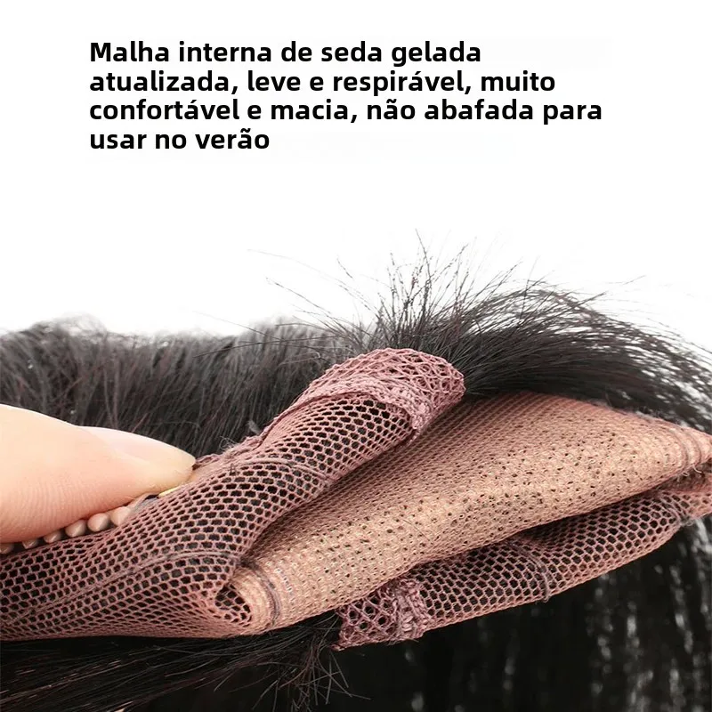 Base superior de seda clipe de renda suíça em topper em linha reta peruca feminina com franja respirável e macio real humano peruca cor loira