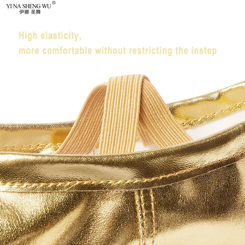 เด็กรองเท้าเต้นรํา Soft Sole PU หนัง Cat Claw รองเท้าผู้หญิงโยคะทองเงินรองเท้าเต้นรําบัลเล่ต์เต้นรํารองเท้าขายส่ง