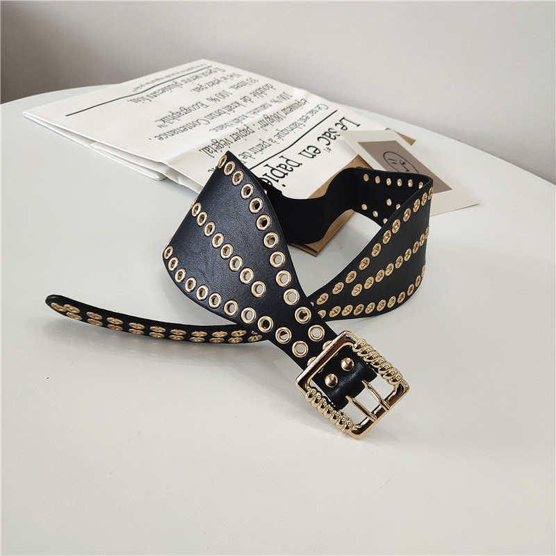 ZLY-Cinturón de cuero sintético para mujer, banda de cintura con decoración de Metal, hebilla de doble Pin de aleación, abrigo de lujo, estilo informal, novedad de 2022