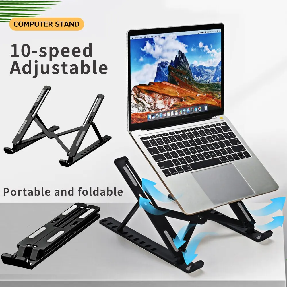 Suporte para laptop, suporte de plástico antiderrapante de dez velocidades ajustável dobrável portátil para hp macbook air pro notebook suporte lif