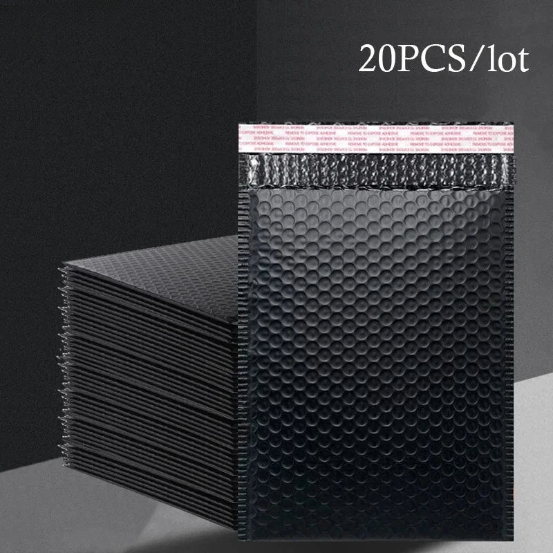 20 stks/partij Zwart Schuim Envelop Zakken Self Seal Mailers Gewatteerde Verzending Enveloppen Met Bubble Mailing Tas Verzending Pakketten Tas