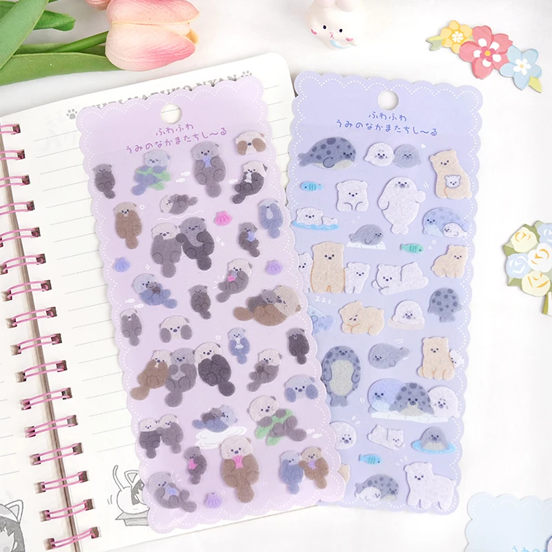 3 個クリエイティブ動物ステッカーサメロブスターかわいい装飾ステッカースクラップブッキング DIY ジャーナリングかわいい文具日記ステッカー