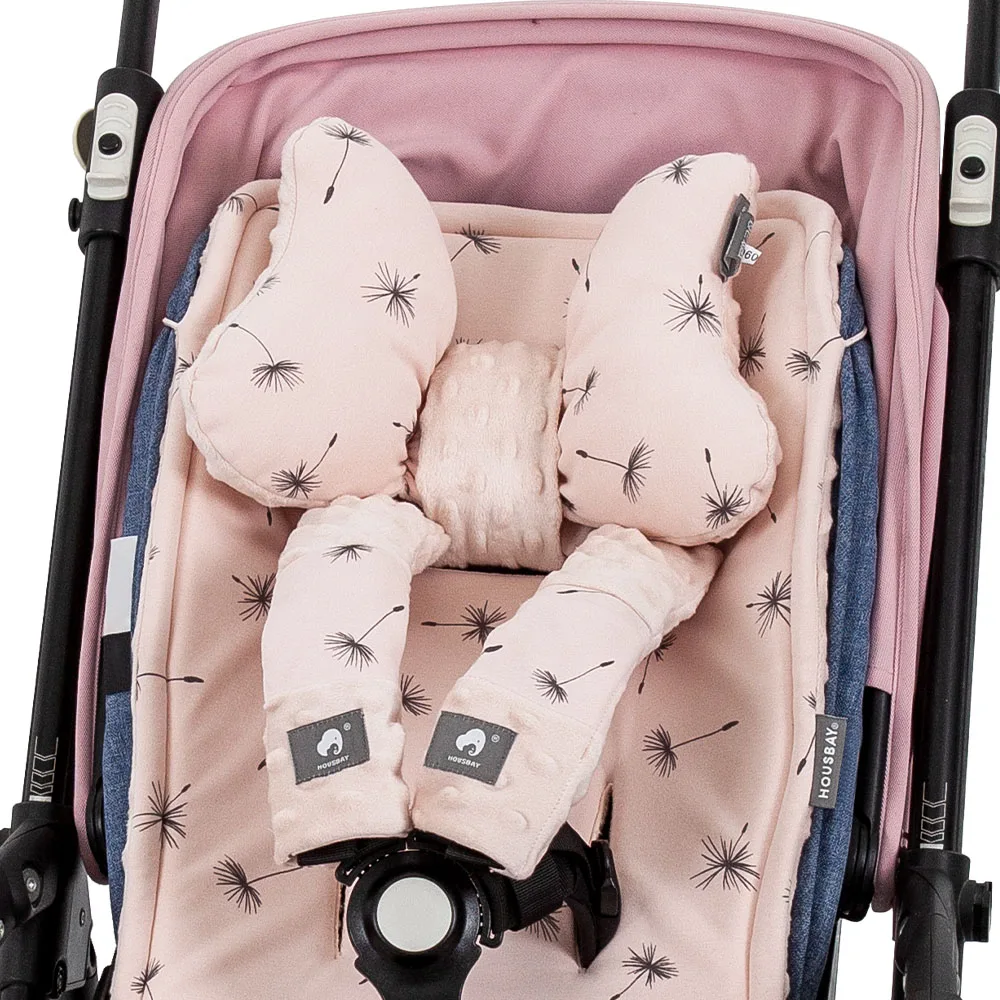 Carrinho Almofada e Cabeça Travesseiro e Cinto de Sede, Universal Pram Pad, Algodão Macio, Lados Duplos, Usáveis Acessórios Do Bebê, 3Pcs por Conjunto