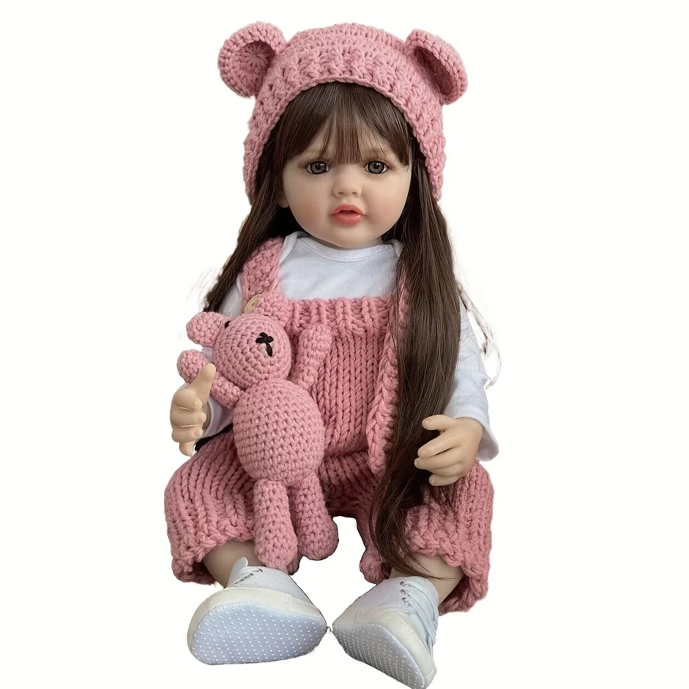 Bzdoll boneca reborn realista com corpo de silicone macio completo vivo 55cm 22 polegadas bebê recém-nascido adorável vestir-se brinquedo presente de aniversário