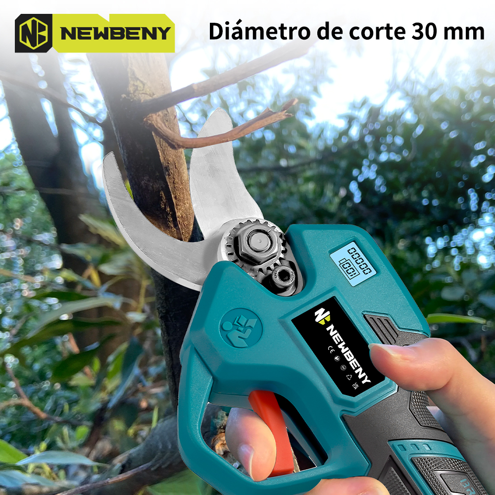 NEWBENY tijeras de podar eléctricas sin escobillas de 30mm, inalámbricas, 4 engranajes, tijeras para ramas de árboles frutales, herramienta eléctrica para batería Makita de 18V