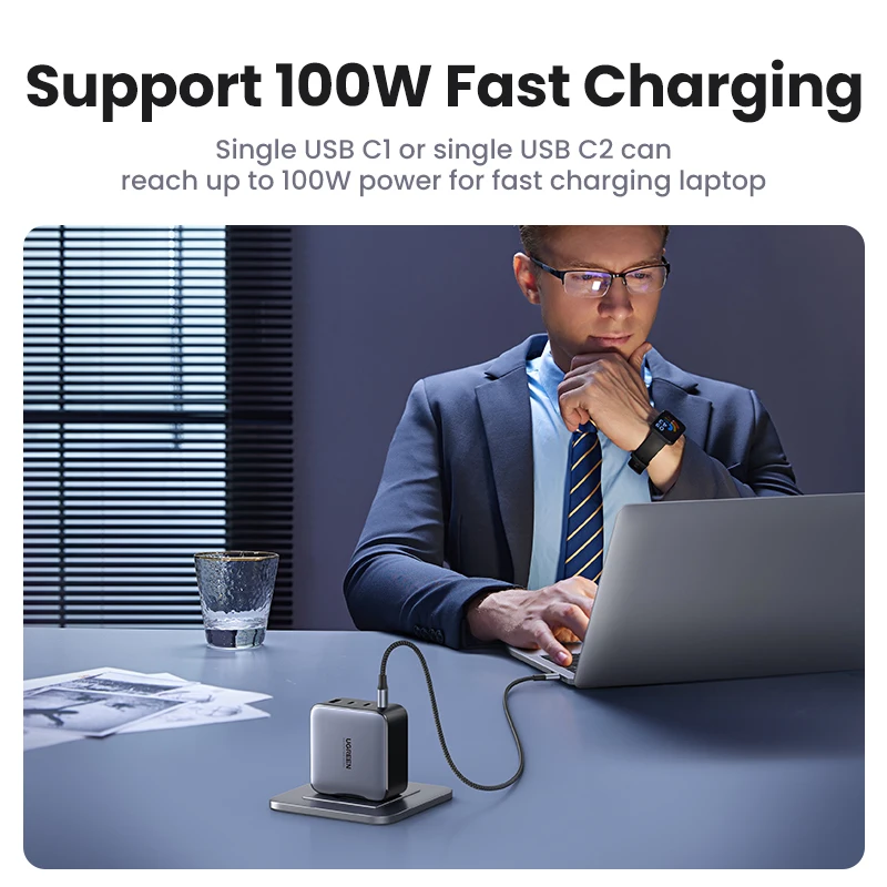 Зарядное устройство UGREEN USB Type-C, 100 Вт, GaN, для Macbook, планшетов, для iPhone, Xiaomi, PD, iPhone 13, 12, 11