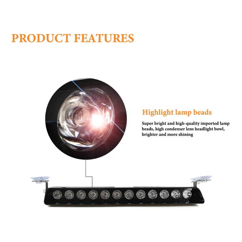 12LED lumière stroboscopique LED d'urgence Police pour voiture camion rouge bleu ambre blanc LED clignotant balise lampe d'avertissement ensemble de lumière de voiture