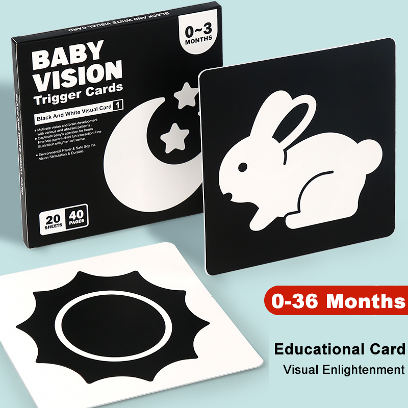 Jouets Montessori pour bébé, cartes Flash noires et blanches, cartes de couleur de Stimulation visuelle à contraste élevé, jouets d'éducation précoce pour nerborns