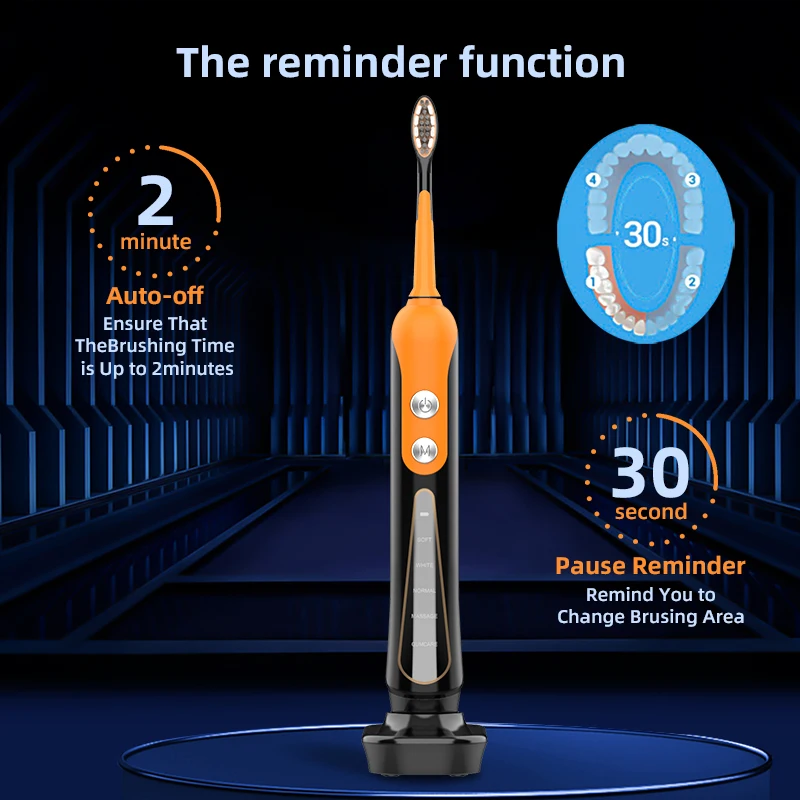 SUBORT S9 cepillo de dientes eléctrico sónico inalámbrico USB recargable cepillo de dientes blanqueador impermeable Ultra sónico cepillo de dientes automático
