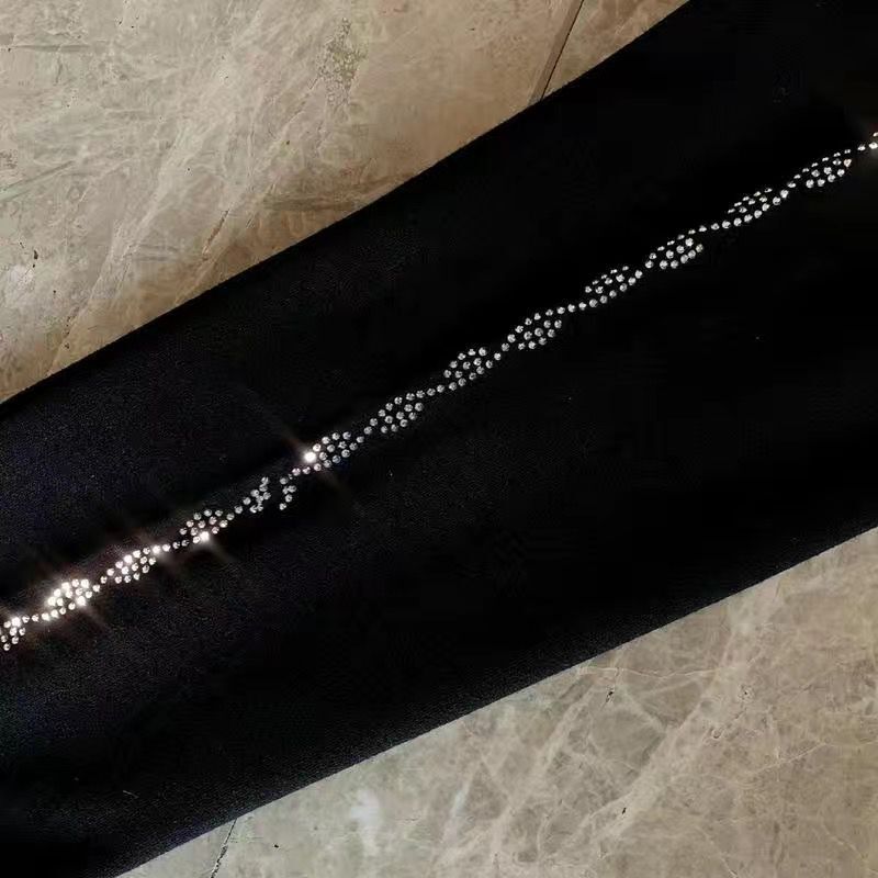 Spring New Modal Black High Waist Casual Pants Women's Diamond Embedding Fashion Warmth Versatile Breathable Elastic Leggings