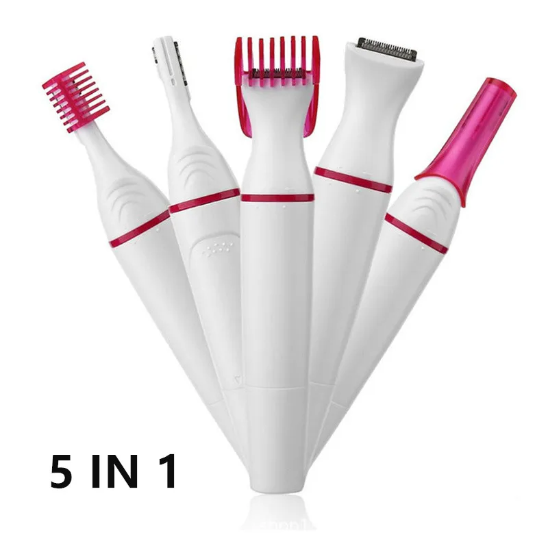 มัลติฟังก์ชั่น 5 In 1 เครื่องกําจัดขนไฟฟ้าสําหรับผู้หญิงผม Remover เครื่องโกนหนวดมีดโกนสําหรับคิ้วใต้วงแขนบิกินี่ขา Depilador Feminino