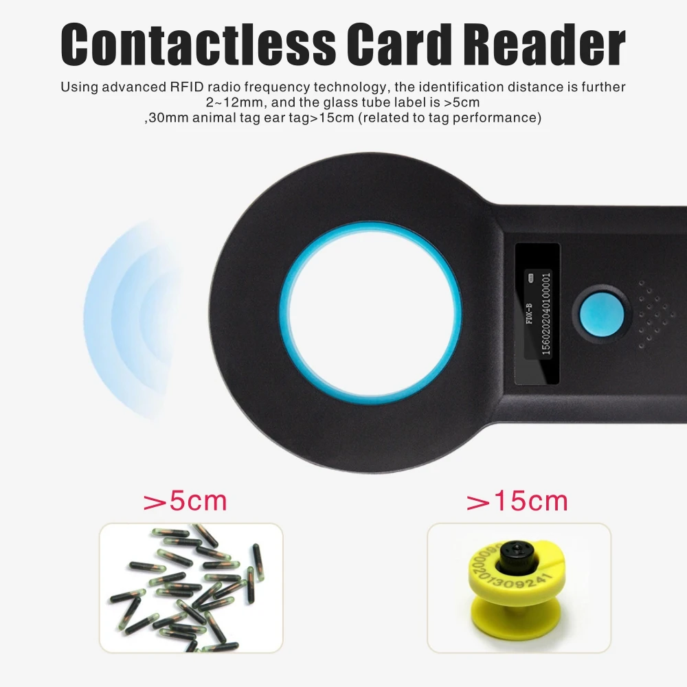 Leitor de animais rfid bluetooth 134.2khz, scanner de identificação de animais de estimação emid fdx-b iso 11784/85, registro de etiqueta de microchip para cão de peixe de vaca