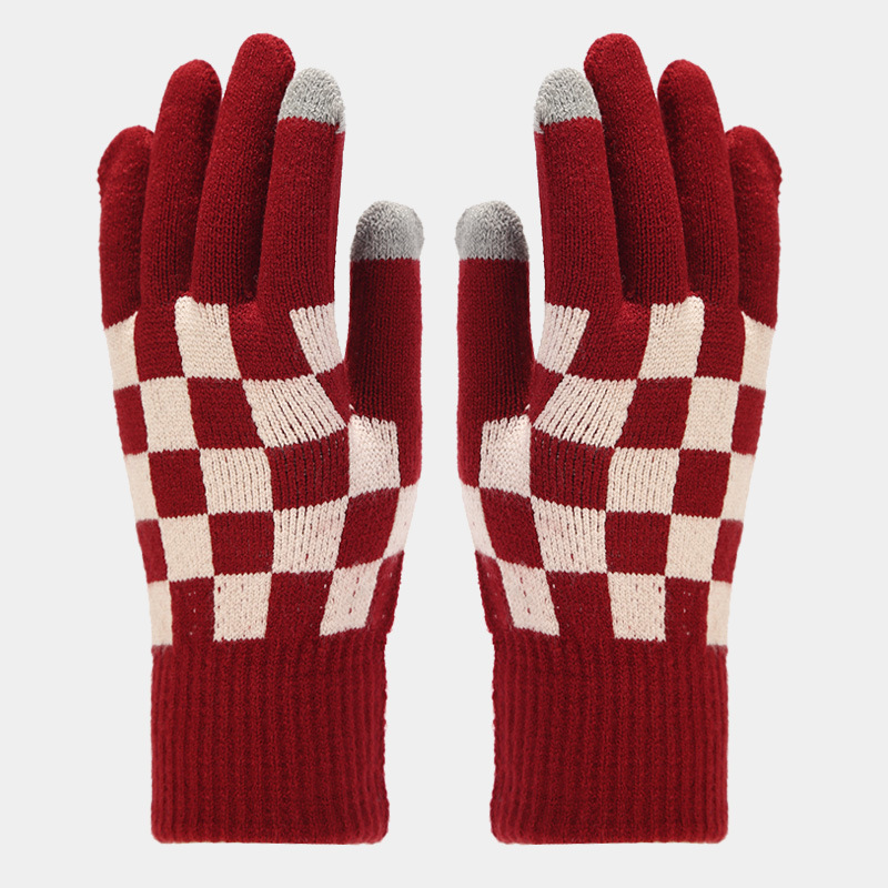 Modisches, kariertes, bedeckendes Garn, Mütze, Schal, Handschuh, 3-teiliges Winter-Imitat-Kaschmir-Wärmeset für Herren und Damen, Bekleidungszubehör