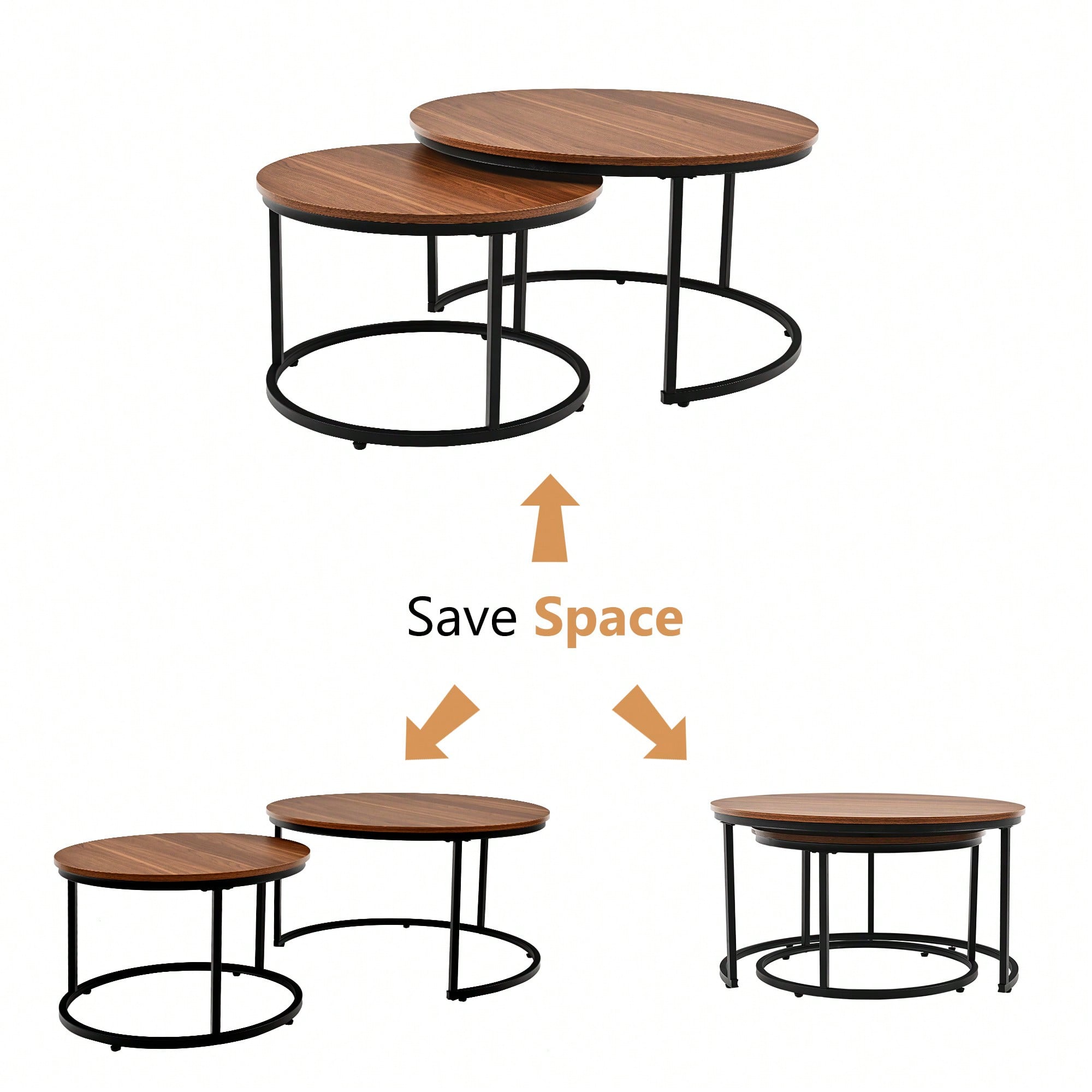 EGOONM 2Pcs Nordic Coffee Table 2 in 1 Round Combination Office Tea table Modern Minimalist Home Sofa Ins Side Table Living Room