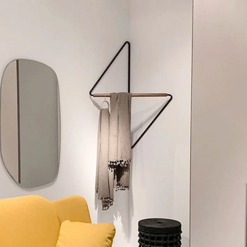 Nordic Wood Wall Hanger Clothes Rack Corner Hat Rack Wall Decoration Corner Clothes Organizer Portable Wall Storage Furniture