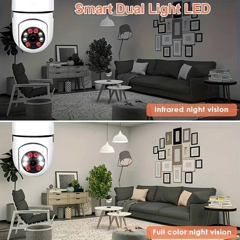 2 Stück Ease Life APP-Glühbirne Überwachungskameras Drahtlose WiFi-Kamera für den Außenbereich 5 GHz, 360 Grad, E27-Lichtfassung, verschraubbar, Securi