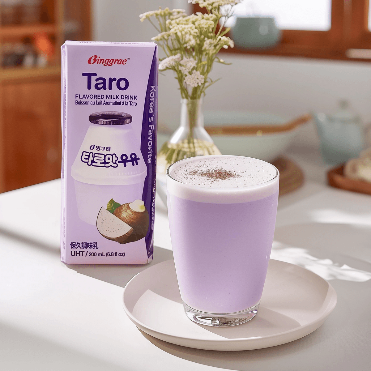 [4Packs 24Pieces]BINGGRAE Korean Taro Milk, 6Piece/40.5 fl oz, 1200.00g*4Packs, 1Pack with 6Pieces