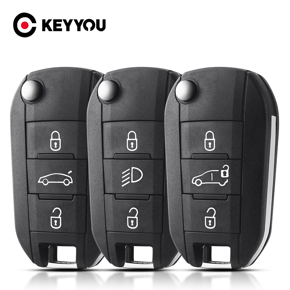 KEYYOU llave de coche para Peugeot 208 2008 301 308 508 5008 RCZ para Citroen c-elysee C4-Cactus faro medio carcasa de llave remota