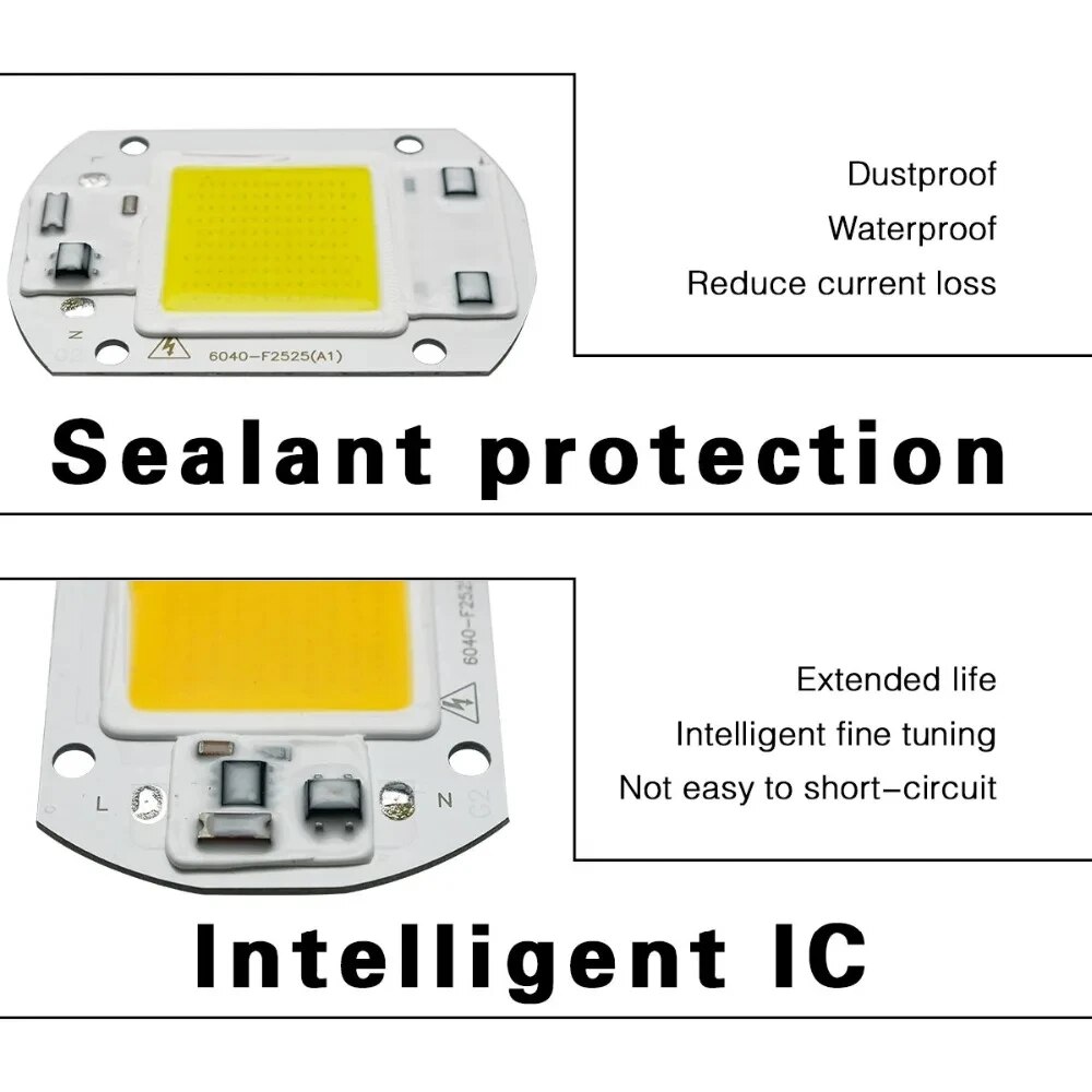 Cuentas de lámpara con Chip LED COB, módulo LED de 20W, 30W, 50W, 220V, 110V, IC inteligente, sin necesidad de controlador para foco de luz de inundación DIY, matriz Led para exteriores