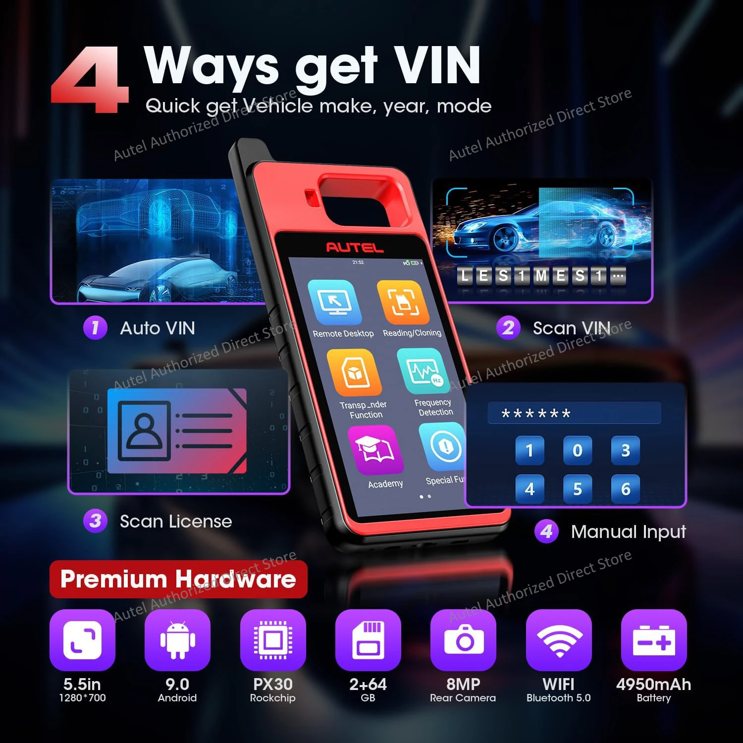 Autel-Key Fob Programming Immobilizer Tool, MaxiIM KM100, IKEY para geração 60s, OBD IMMO, aprendendo em 99% Car, 2pcs