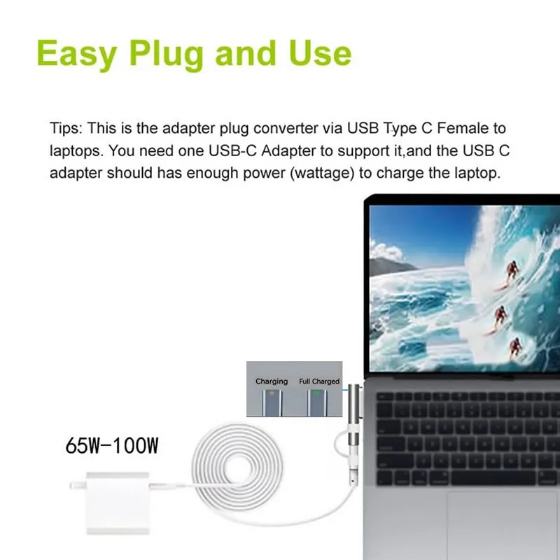 USB Type C Magnetic PD Adapter for Magsafe 1 2 MacBook Air Pro Led Indicator Fast Charging Magnet Plug Converter