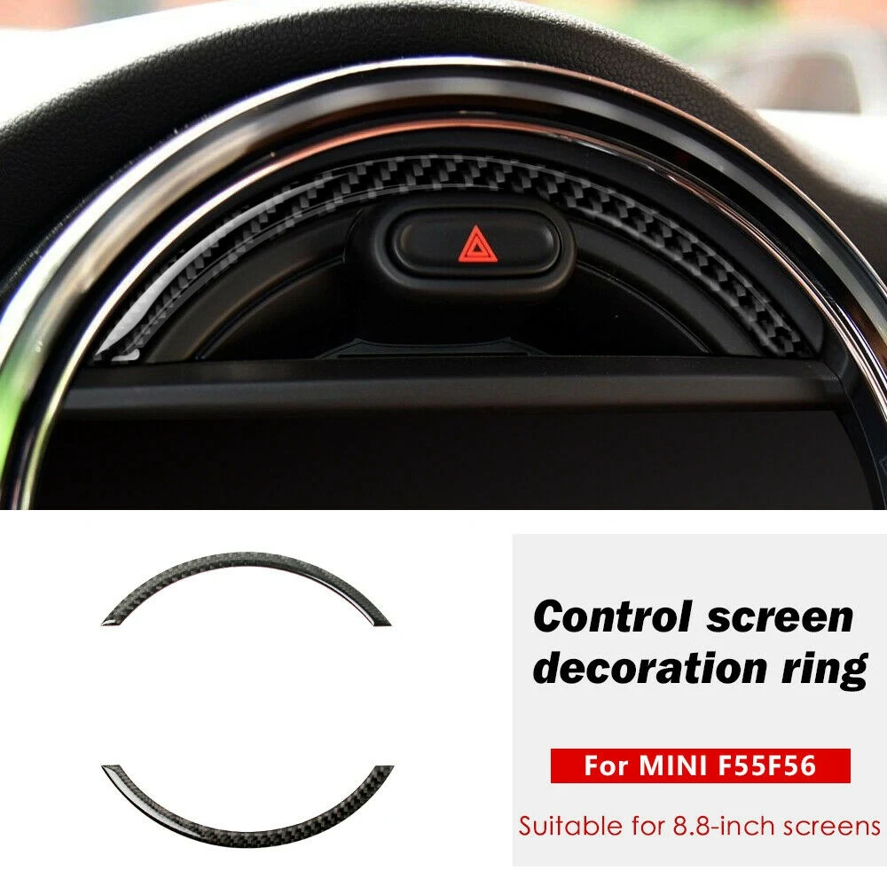 Garniture de cadre d'écran de navigation de console en fibre de carbone véritable pour Mini Cooper, F55, F56