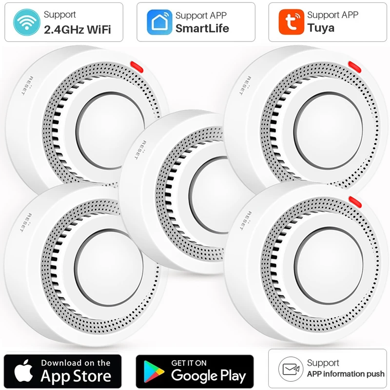 Wifi Tuya Smart Rauchmelder Sensor Drahtlose Feuer Schutz Rauch Alarm Hohe Empfindlichkeit Sicherheit Prävention Sensor 80DB