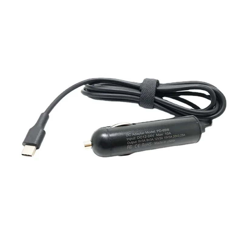 Автомобильное зарядное устройство USB Type C для ноутбука 65 Вт, универсальный автомобильный адаптер 12 В-24 В, адаптер постоянного тока прикуривателя для Macbook Hp Lenovo Asus Notebook