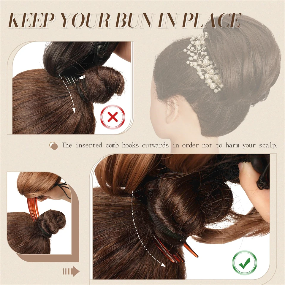 AOSI Short Ponytail Bun With Comb Clip Drawstring Synthetic Hair Extensions Gray And White Hair Extensions Ponytail Wig