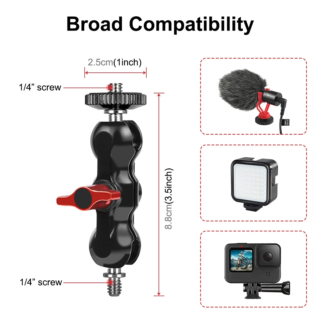 Super Clamp Kamera Klemmmontage Monitor 360° °   Ballhead Magic Arm Doppelkugelkopf-Adapter für DSLR-Kamera/Gopro/LED-Leuchten/Telefon