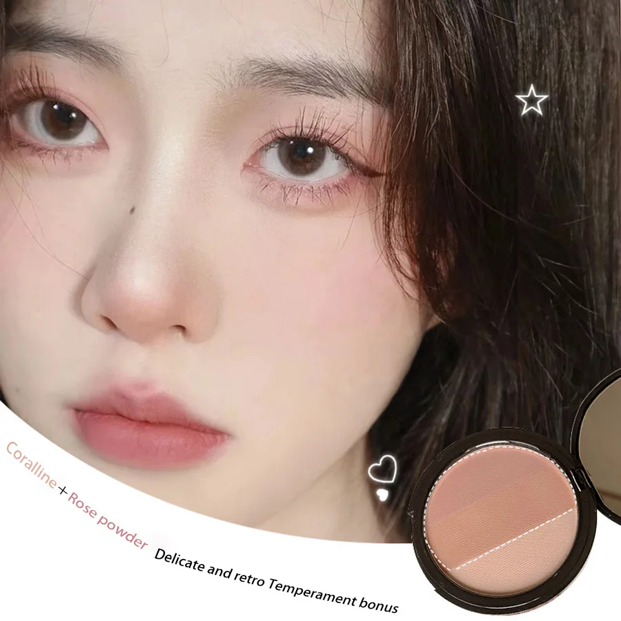 Driekleurig Blush-Palet Delicaat, Langdurig, Waterdicht, Niet-Vervagende Oogschaduw Blush-Integratieblad