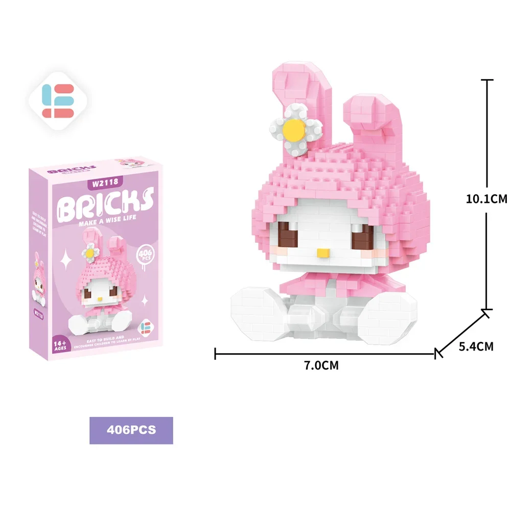 Anime Figure Hello Kitty Building Blocks Pikachu Building Blocks for LEGO Charmander 3D Puzzle Model Toy Children Birthday Gifts